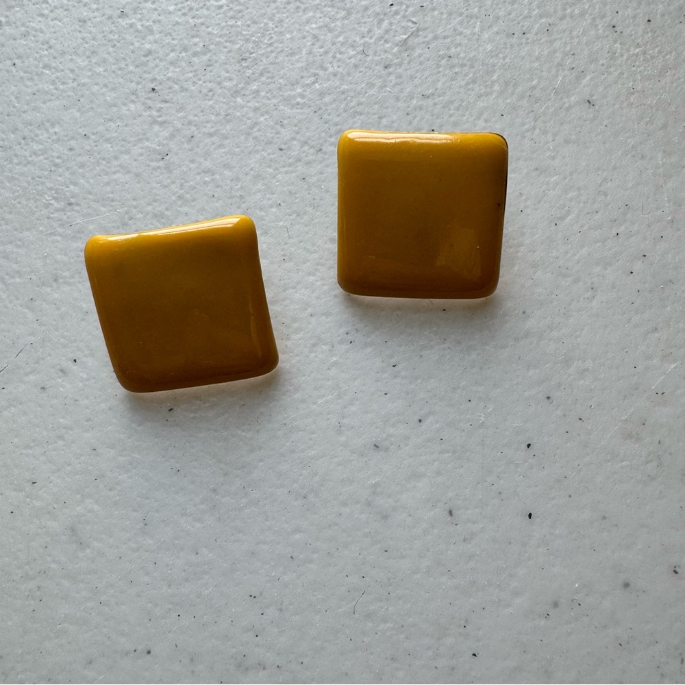 Retro‎ Mustard Yellow Geometric Earrings